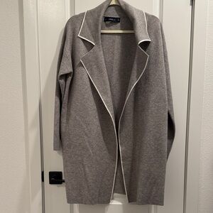 Zara Gray Soft Cardigan with White Edging